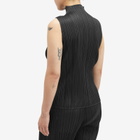 Pleats Please Issey Miyake Women's Basics Pleats Roll Neck Vest in Black