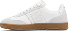 Balmain White Leather & Canvas Swan Sneakers