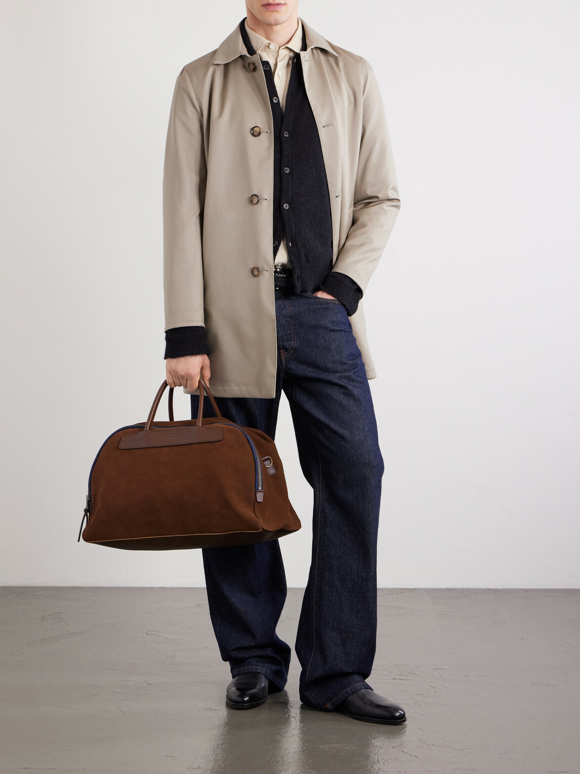Bleu de Chauffe - Sac Voyage Leather-Trimmed Suede Weekend Bag