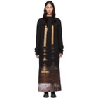 S.R. STUDIO. LA. CA. Black Silk Two Candles Long Sleeve Gown