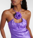 Rodarte Floral-appliqué silk charmeuse gown