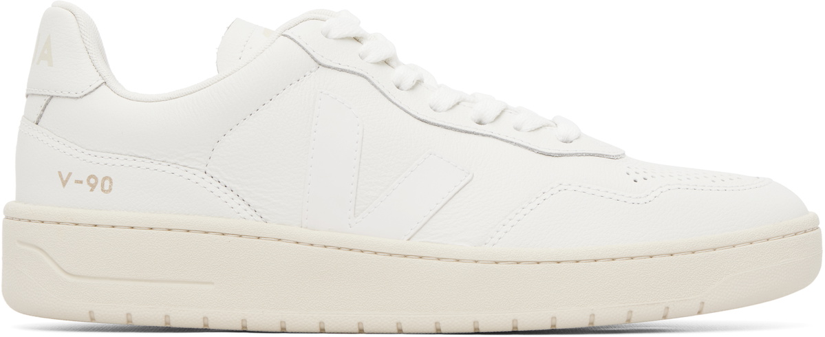 VEJA White V-90 Leather Sneakers