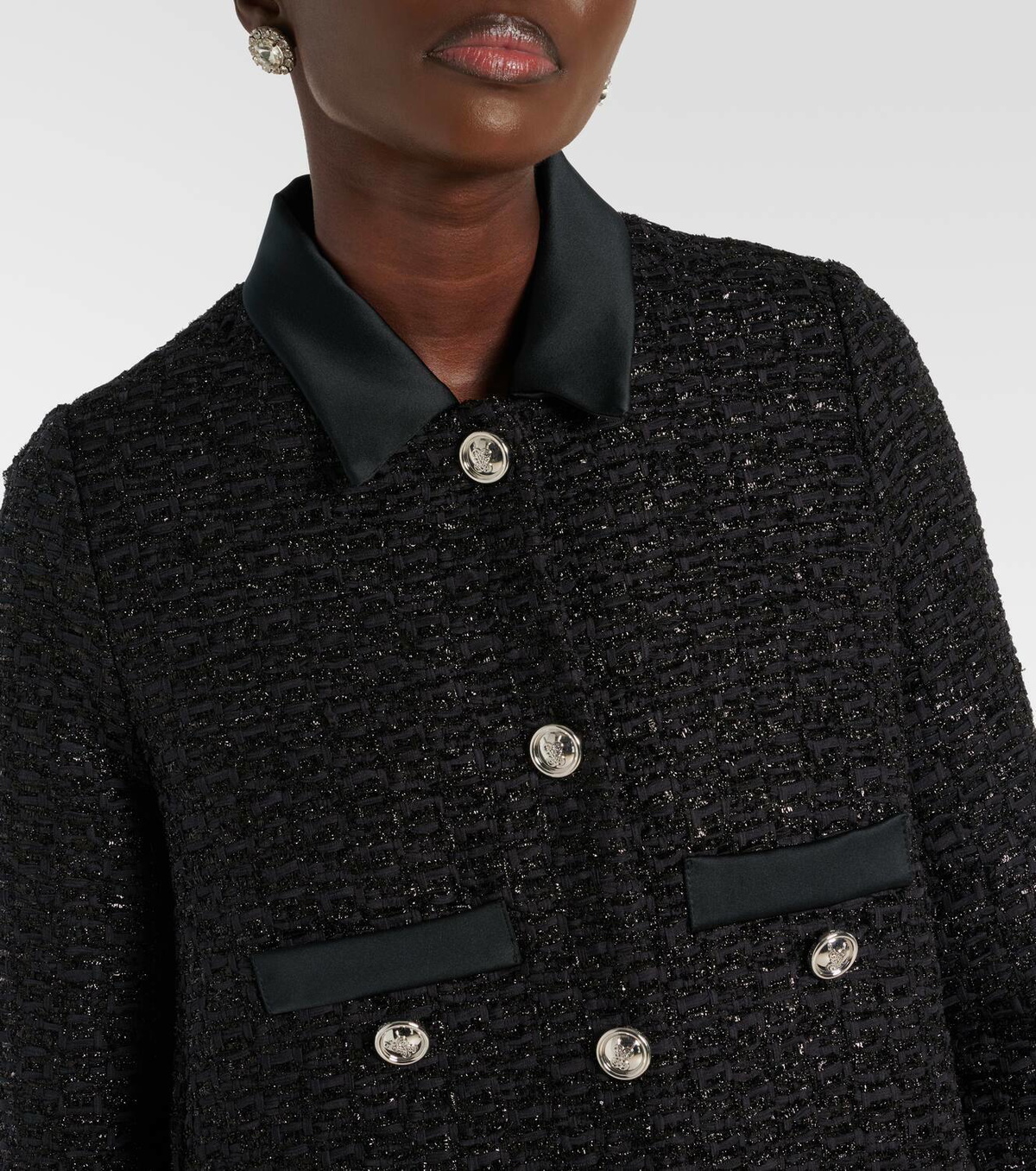 Giambattista Valli Satin-trimmed bouclé coat