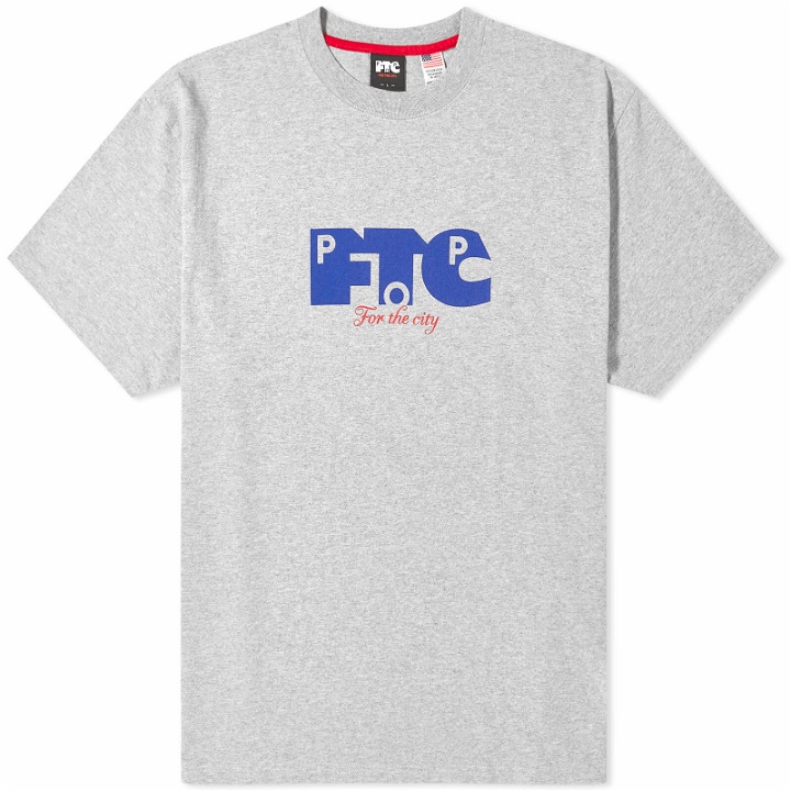 Photo: Pop Trading Company Men's x FTC Logo T-Shirt in Heather Grey