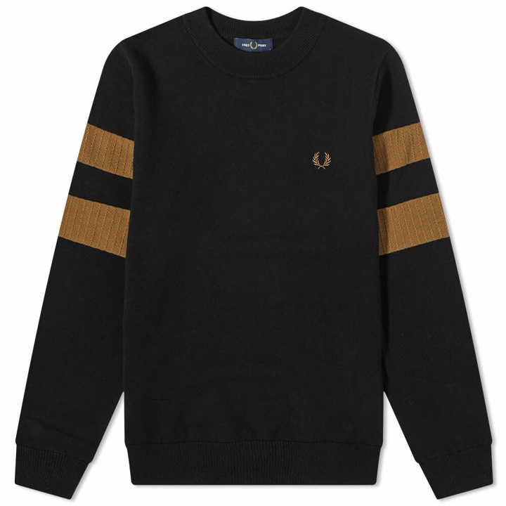 Photo: Fred Perry Authentic Men's Tipped Sleeve Crew Neck Sweat in Black