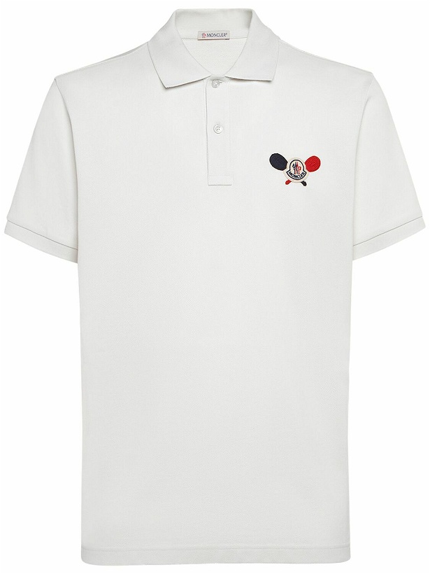 Photo: MONCLER - Logo Patch Cotton Polo Shirt