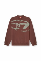 Diesel Cotton sweatshirt with flocked Oval D - Sweaters Mens in Brown