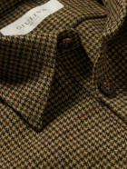 Giuliva Heritage - Dario Houndstooth Wool-Flannel Polo Shirt - Brown