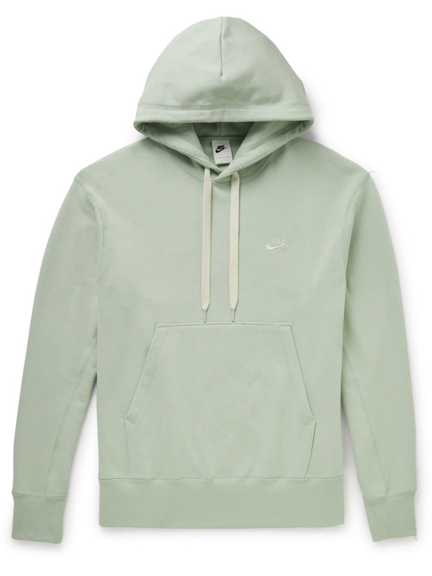 Photo: Nike - Sportswear Logo-Embroidered Cotton-Jersey Hoodie - Green