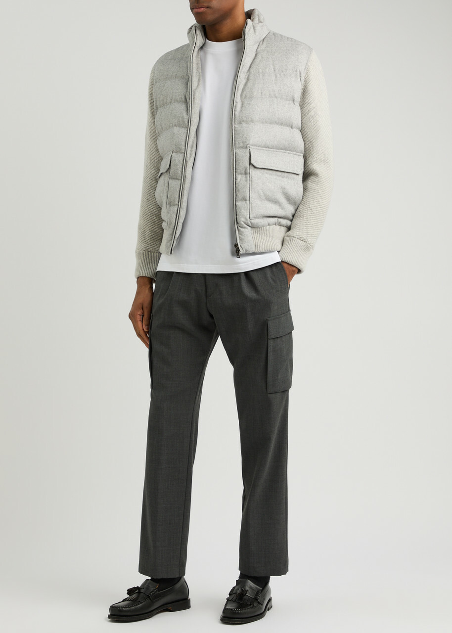 Herno Woven Cargo Trousers Grey