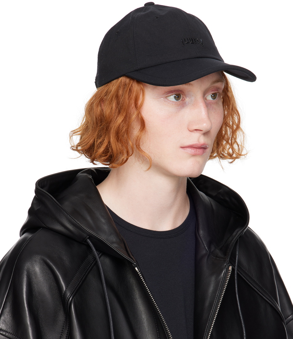 Juun.J Black Nylon Logo Ball Cap