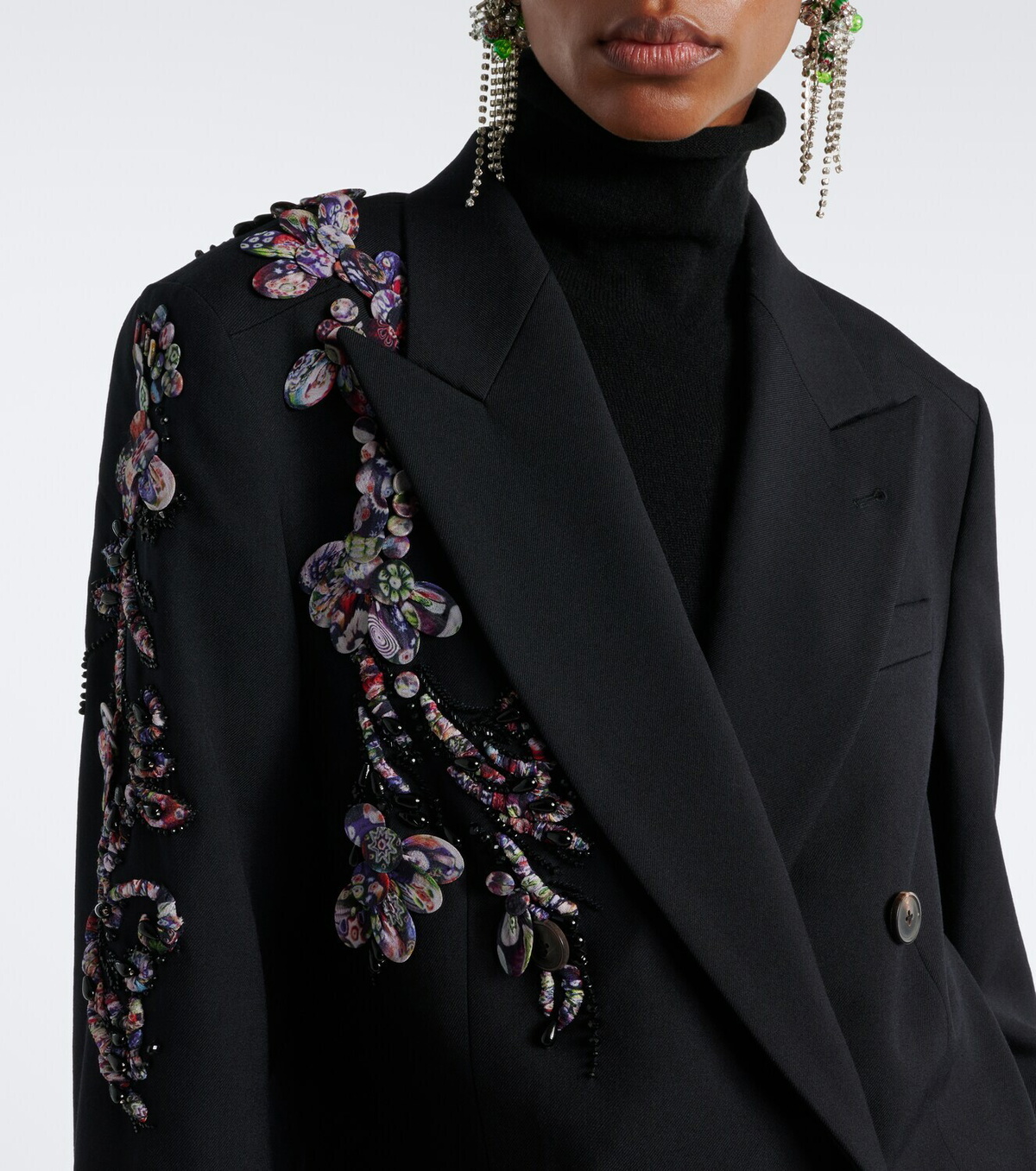 Dries Van Noten Embellished double-breasted wool blazer