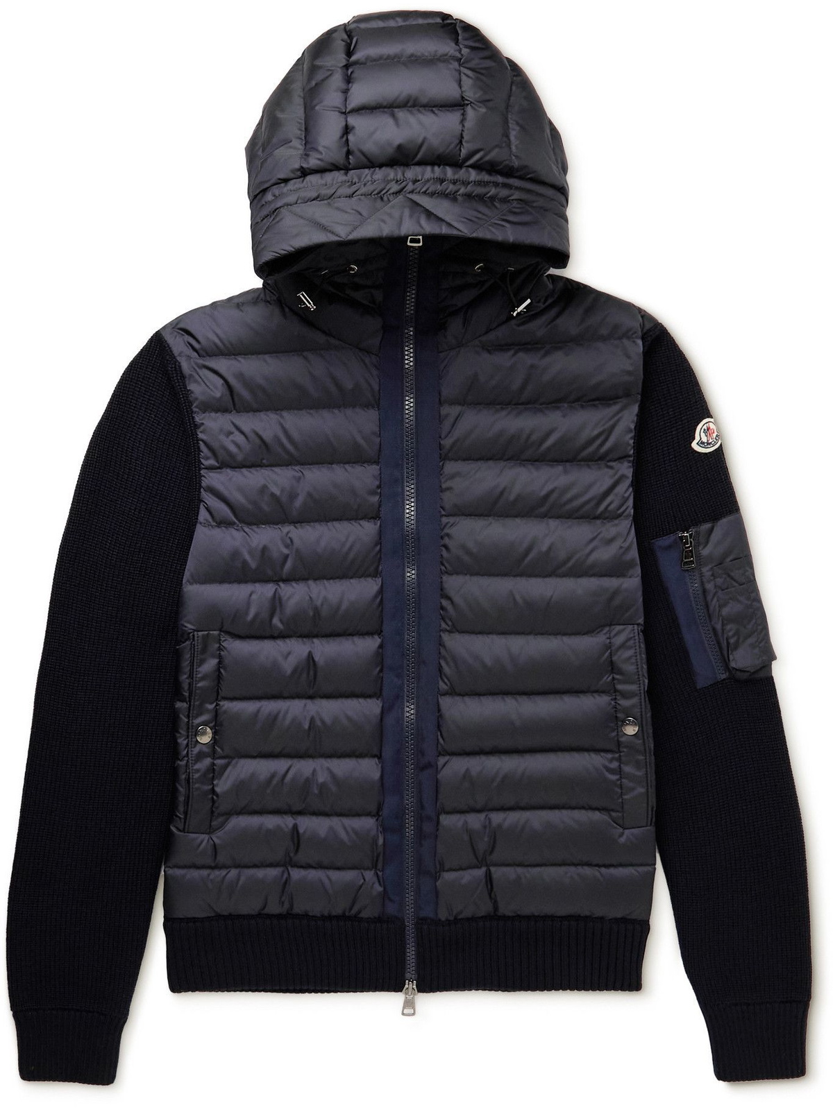 Slim-Fit Panelled Ribbed Wool and Quilted Shell Down Jacket