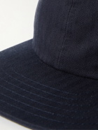 Beams Plus - Logo-Embroidered Leather-Trimmed Herringbone Cotton Cap - Blue