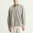 Folk Men's Easy Fit Shirt in Black Linen Stripe