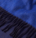 Begg & Co - Arran Fringed Colour-Block Cashmere Scarf - Blue