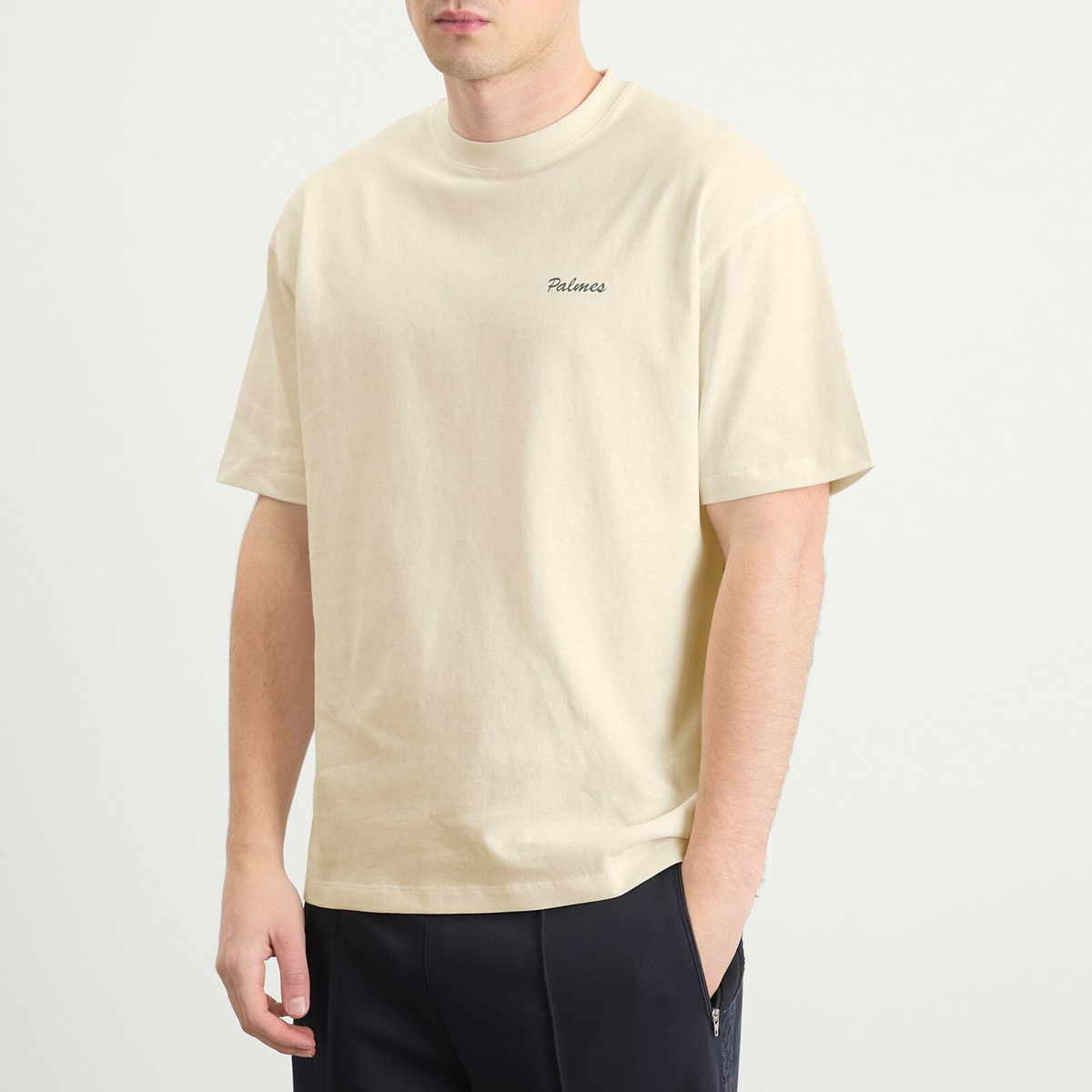 Palmes Men's Logo Stitch T-Shirt in Off-White