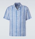 Fedeli Striped linen bowling shirt