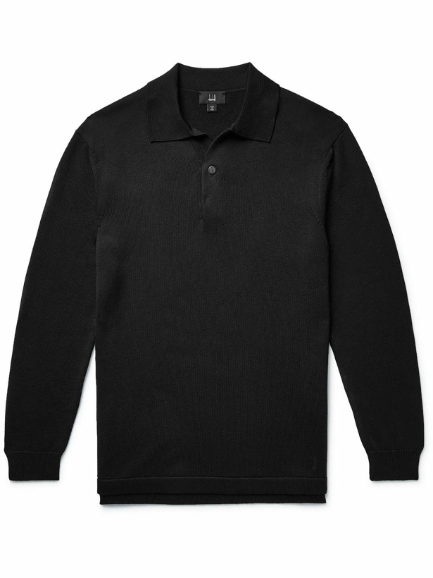 Photo: Dunhill - Logo-Embroidered Mulberry Silk and Cotton-Blend Polo Shirt - Black