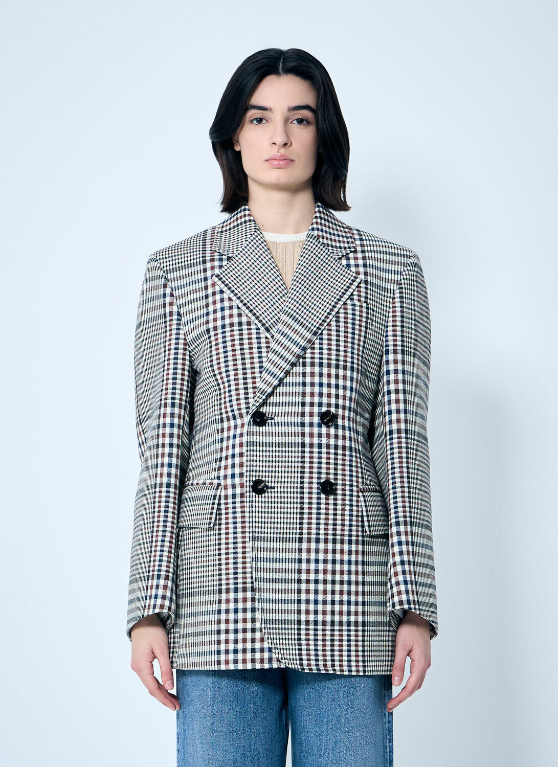 Bottega Veneta Structured Check-Cotton Blazer