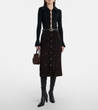 Self-Portrait Suede midi skirt