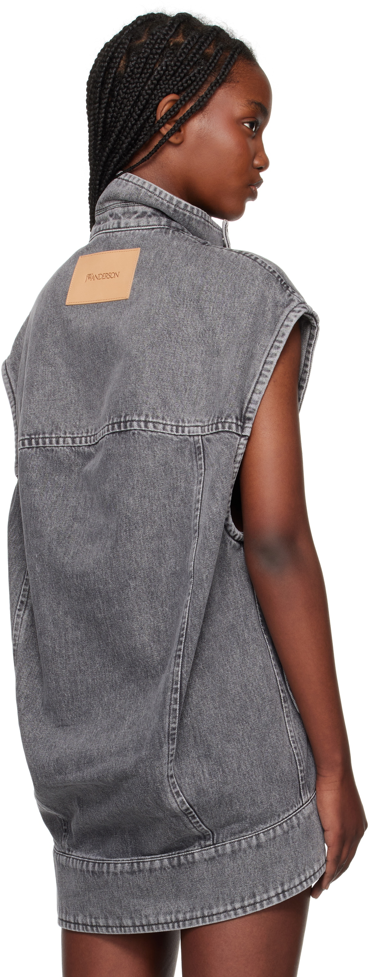 JW Anderson Gray Oversized Sleeveless High Neck Vest