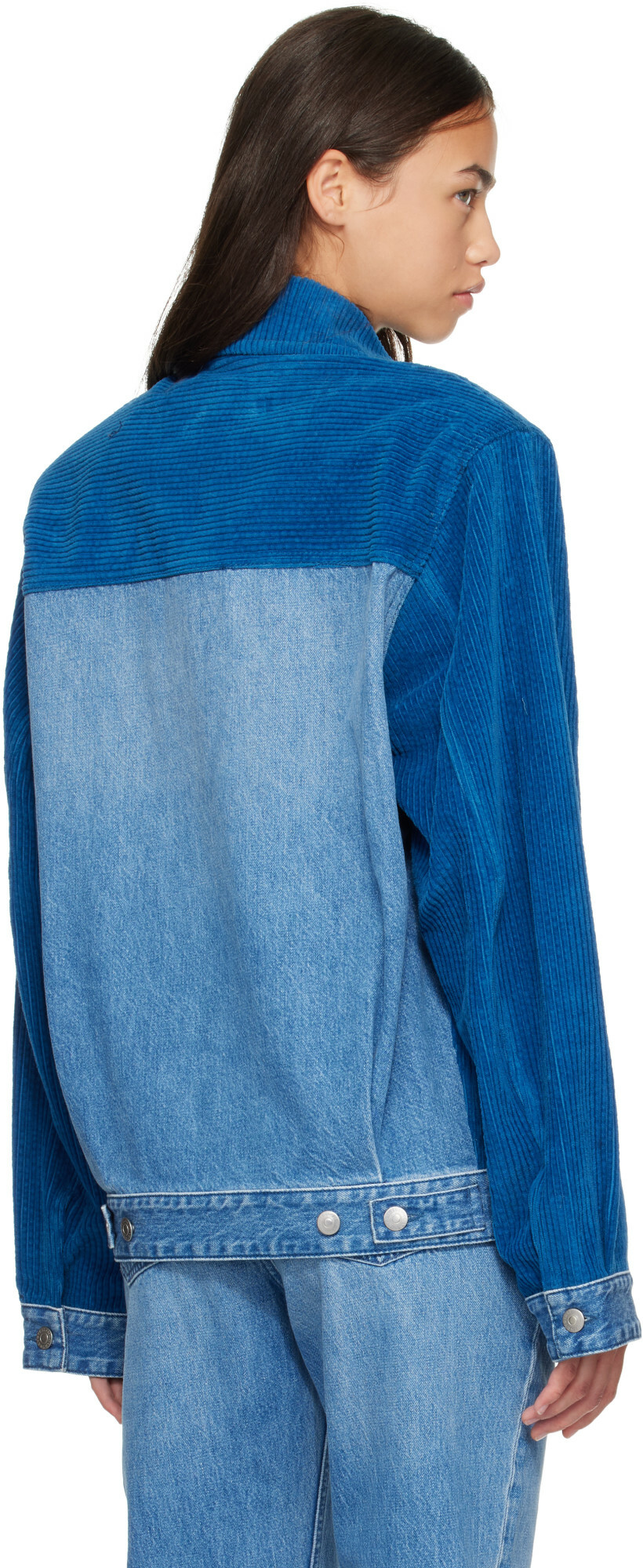 Stella McCartney Blue Corduroy Panel Denim Jacket