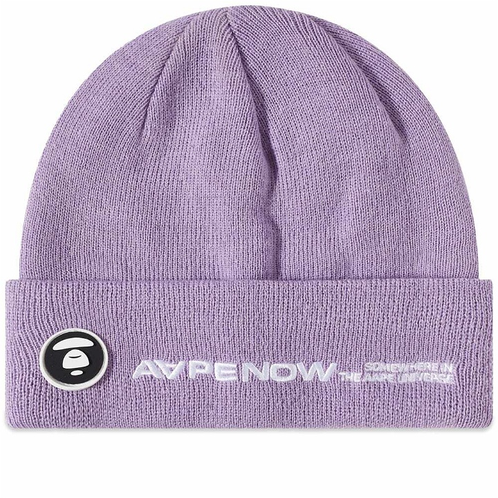 Photo: Men's AAPE Logo Beanie in Purple