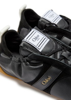 Chloe Kick Panelled Grained Leather Sneakers Black