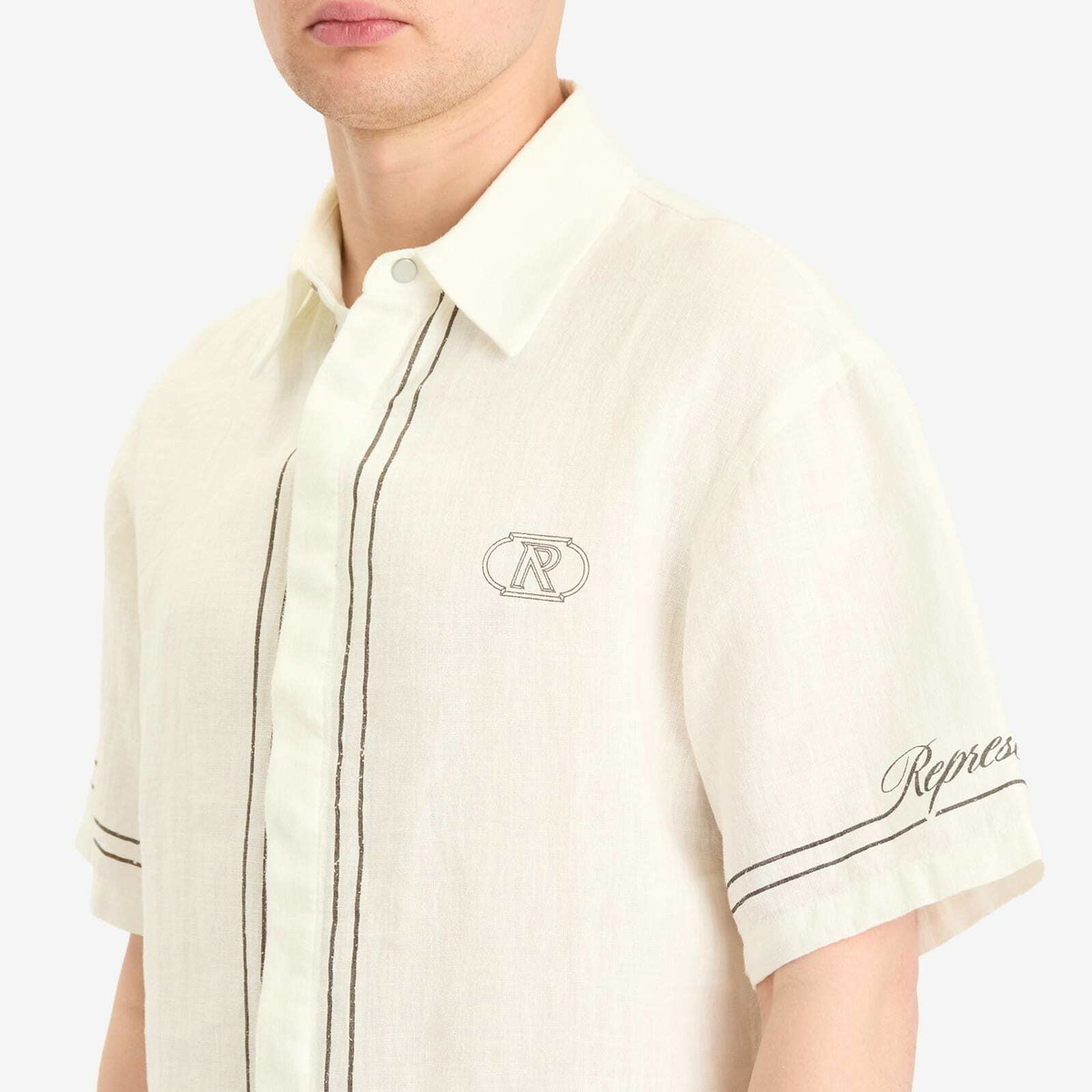 Represent Men's Border Vacation Shirt in Whisper White