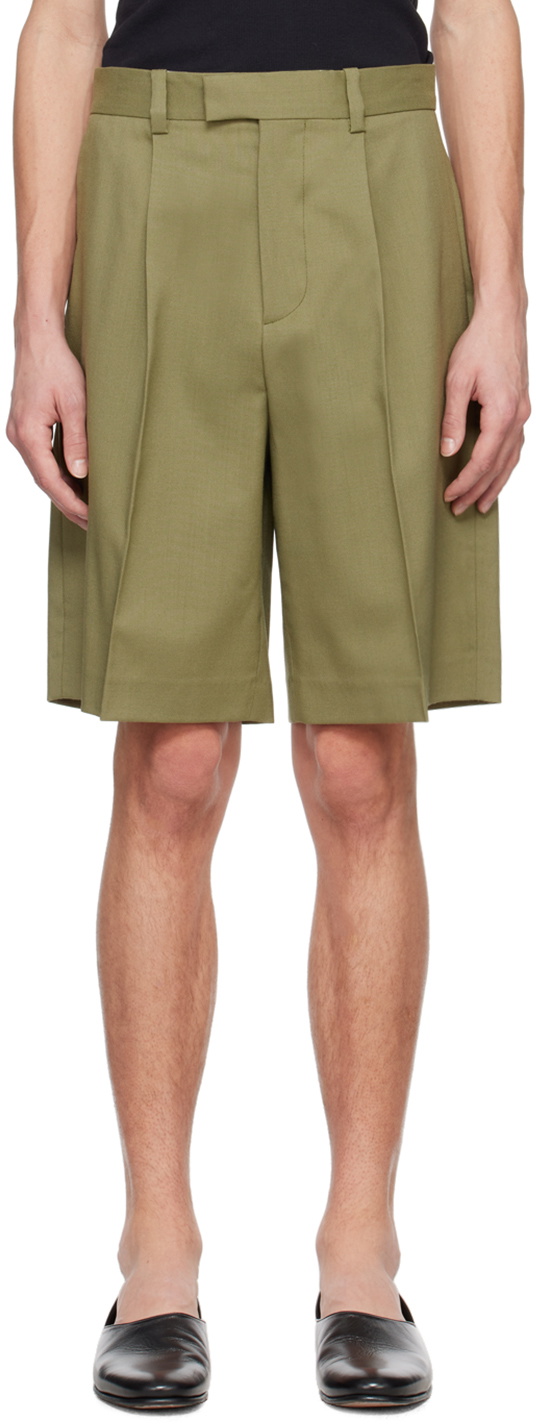 Róhe Green Pleated Shorts