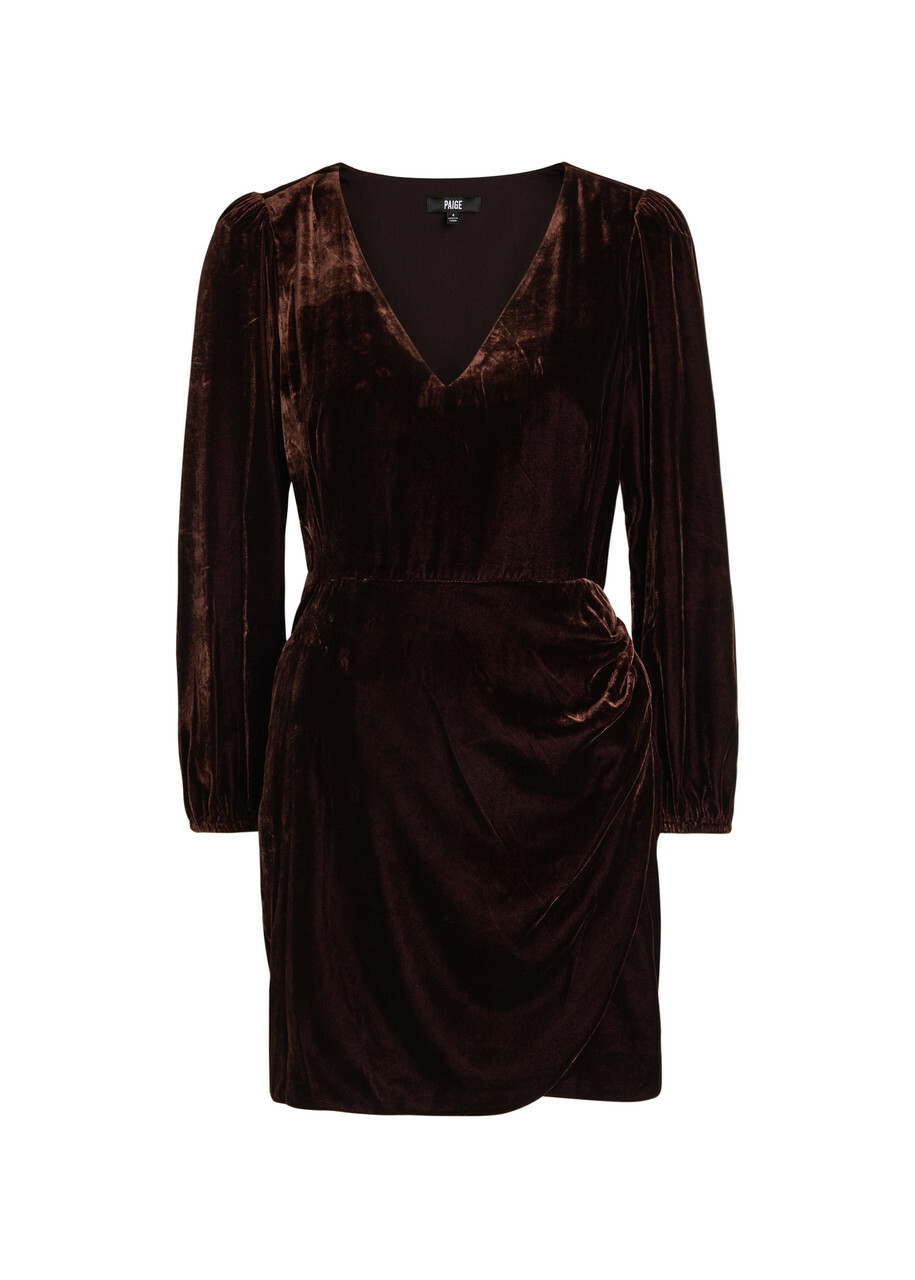 Paige Lawry Draped Velour Mini Dress Aubergine