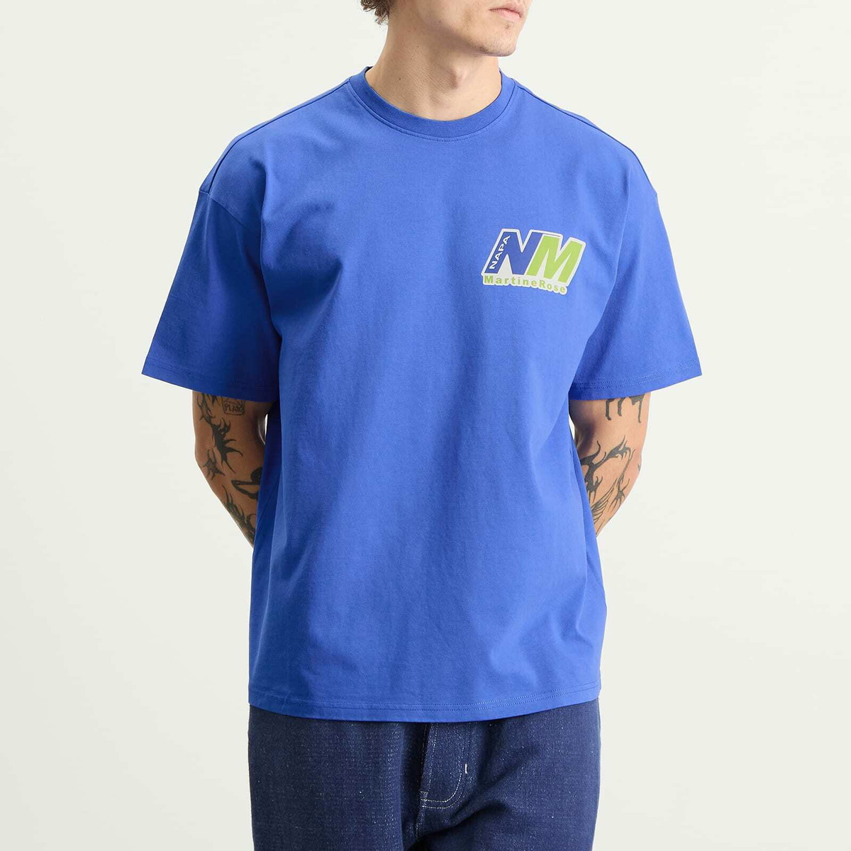 Napapijri Men's x Martine Rose Logo T-Shirt in Blue Dazzling