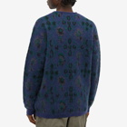 Beams Plus Men's Botanical Pattern Cardigan in Navy