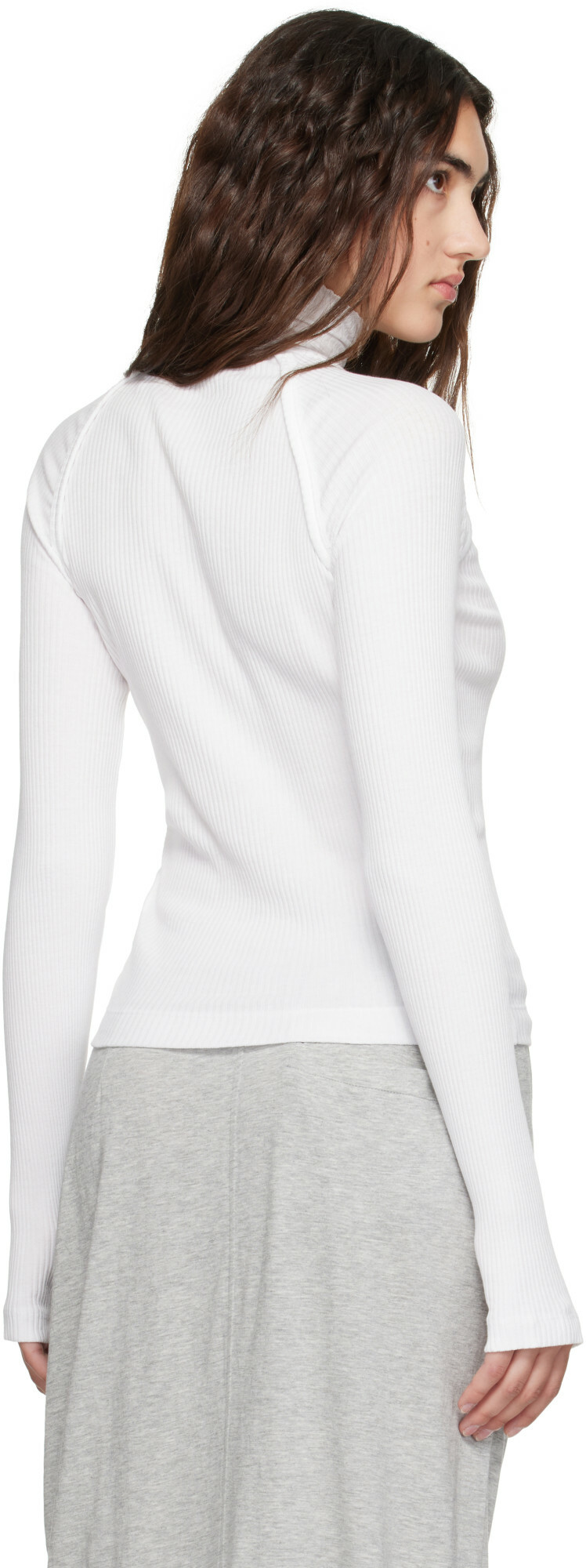 Helmut Lang White Shrug Turtleneck