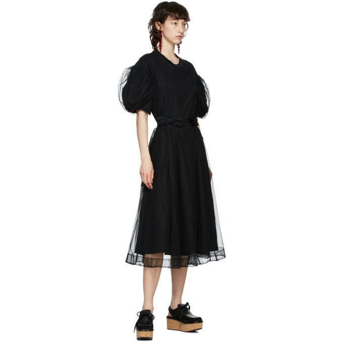 Simone Rocha Black Tulle Overlay Sculpted Dress
