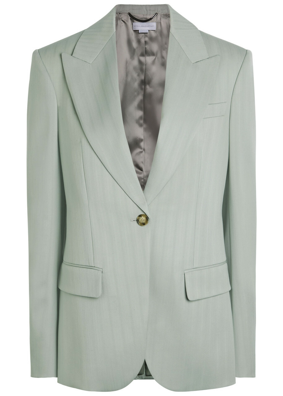 Stella Mccartney Single-breasted Wool Blazer Sage