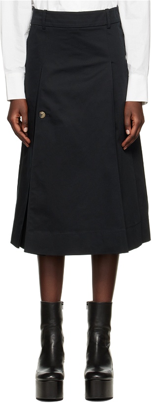 Photo: Recto Black Pleated Midi Skirt