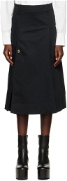 Recto Black Pleated Midi Skirt