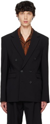 032c Black Portrait Double Breasted Suit Blazer