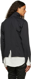 Sulvam Black Over-Lapping Zip-Up Sweatshirt