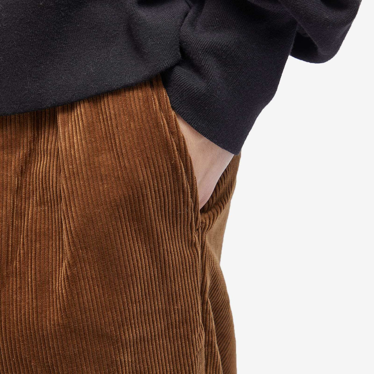 Beams Plus Men's 2 Pleat Corduroy Pant in Golden Brown Beams