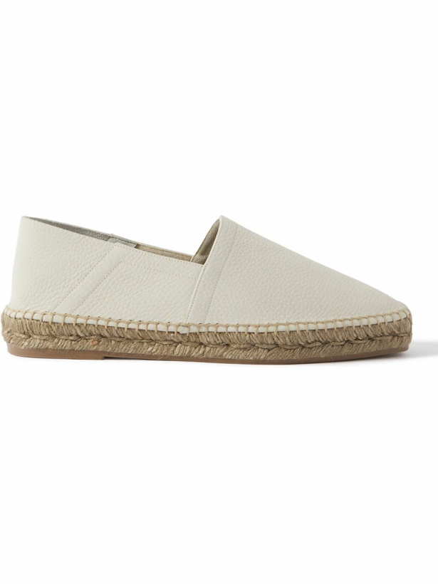Photo: TOM FORD - Barnes Textured-Leather Espadrilles - White