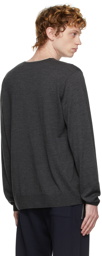 Dries Van Noten Grey Merino Wool V-Neck Sweater