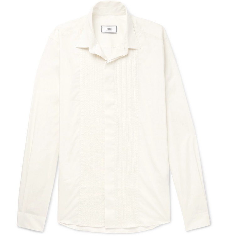 Photo: AMI - Bib-Front Cotton-Poplin Shirt - Men - Off-white