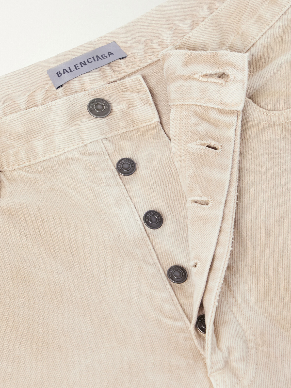 Balenciaga - Wide-Leg Distressed Paint-Splattered Jeans - Neutrals