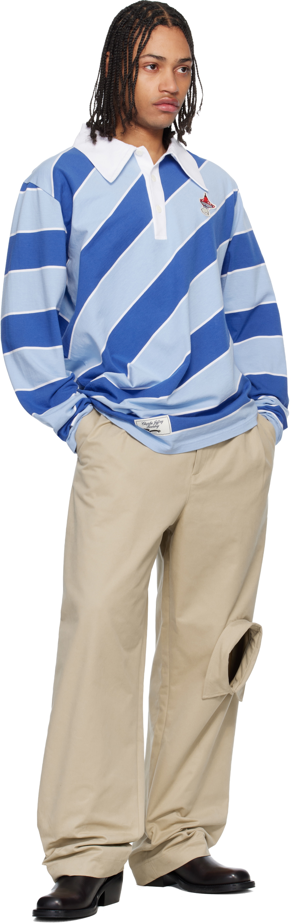 Charles Jeffrey LOVERBOY Blue Topsy Turvy Polo