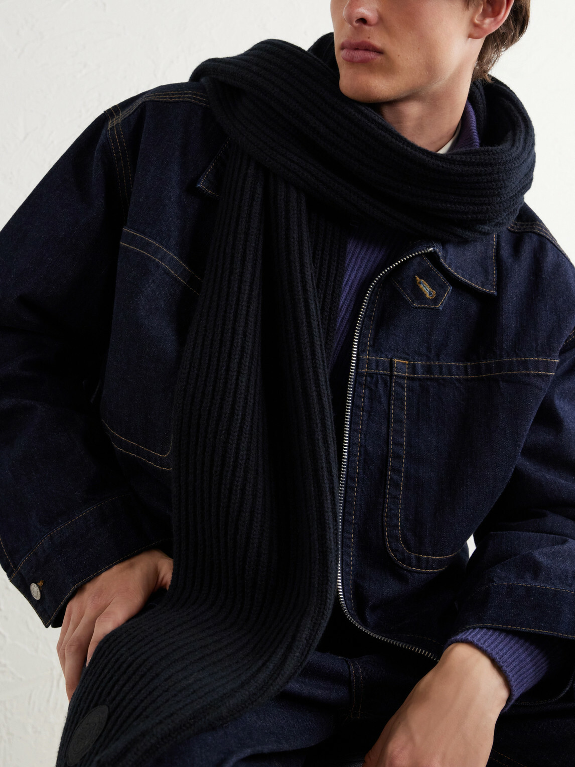 Canada Goose - Logo-Appliquéd Ribbed Wool and Cashmere-Blend Scarf - Black
