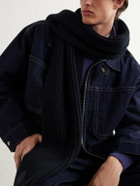 Canada Goose - Logo-Appliquéd Ribbed Wool and Cashmere-Blend Scarf - Black