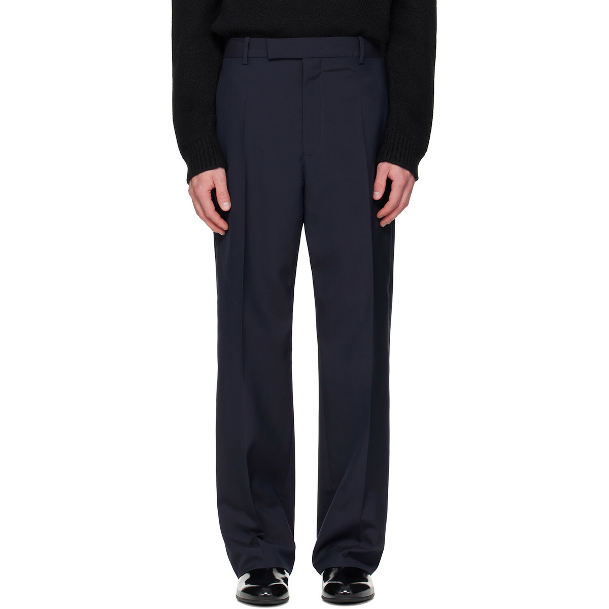 Jil Sander Navy Wool Poplin Trousers
